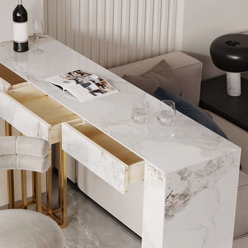 1/2/3 Pieces Glam Rectangle Sintered Stone Bar Table with High Stools