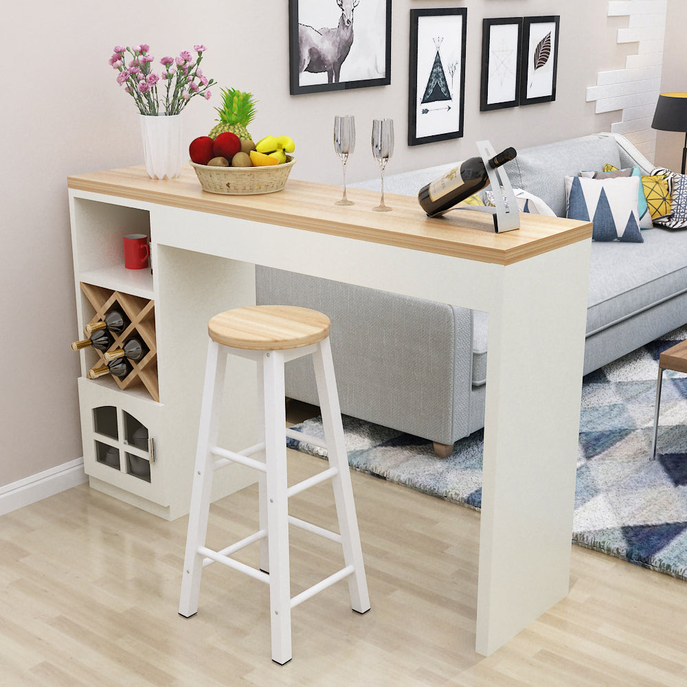 Contemporary Double Pedestal Rectangle Bar Table for Kitchen Dining Room