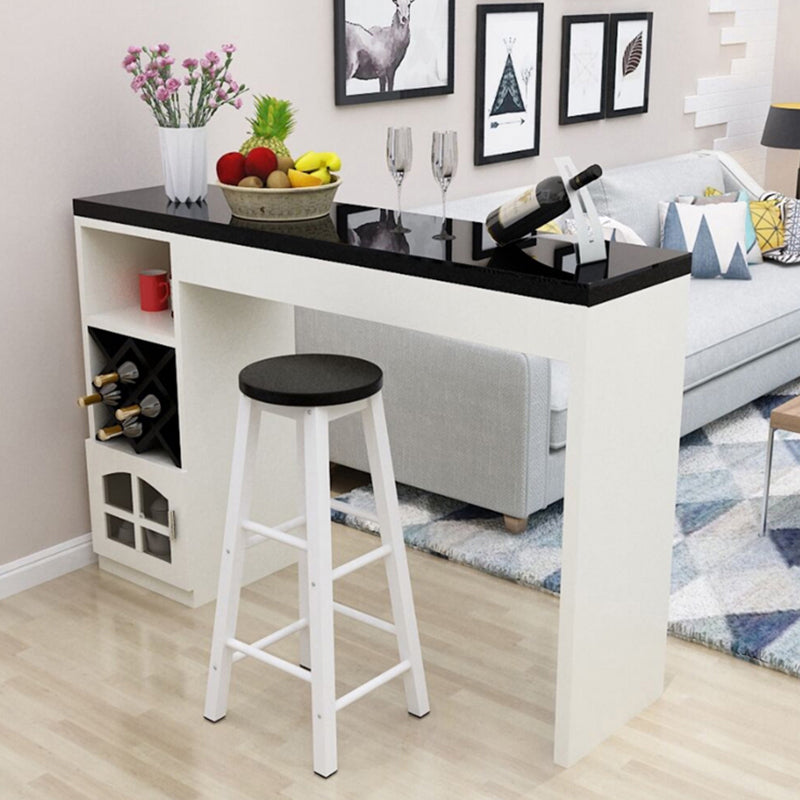 Contemporary Double Pedestal Rectangle Bar Table for Kitchen Dining Room