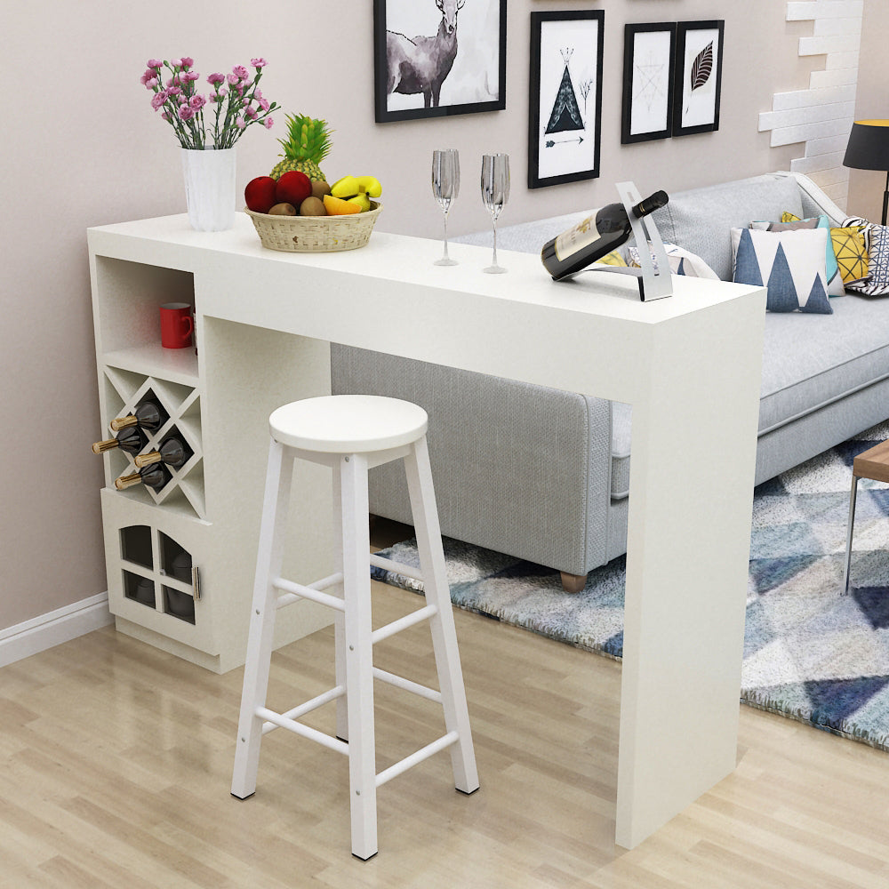 Contemporary Double Pedestal Rectangle Bar Table for Kitchen Dining Room