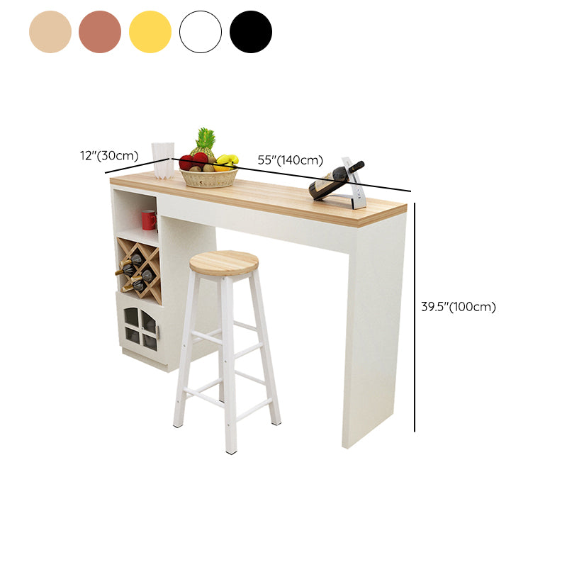 Contemporary Double Pedestal Rectangle Bar Table for Kitchen Dining Room