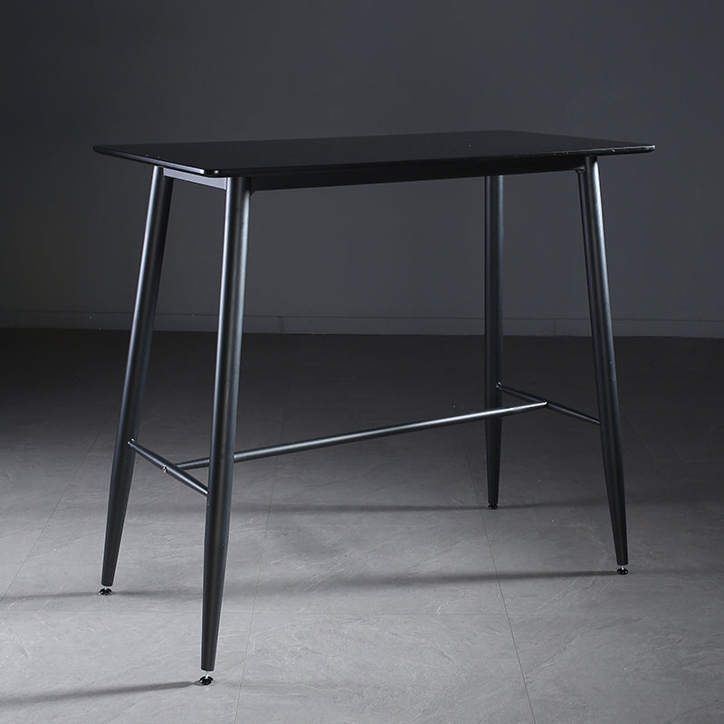 Indoor Modern Rectangle Trestle Bar Dining Table with Metal Legs