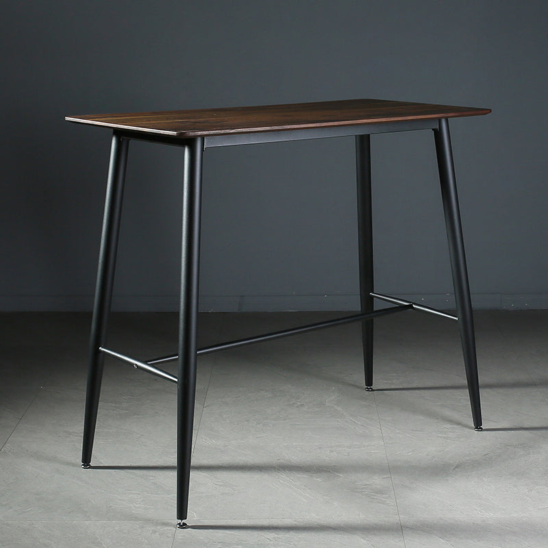 Indoor Modern Rectangle Trestle Bar Dining Table with Metal Legs