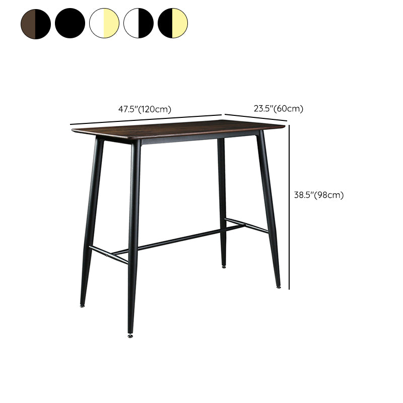 Indoor Modern Rectangle Trestle Bar Dining Table with Metal Legs