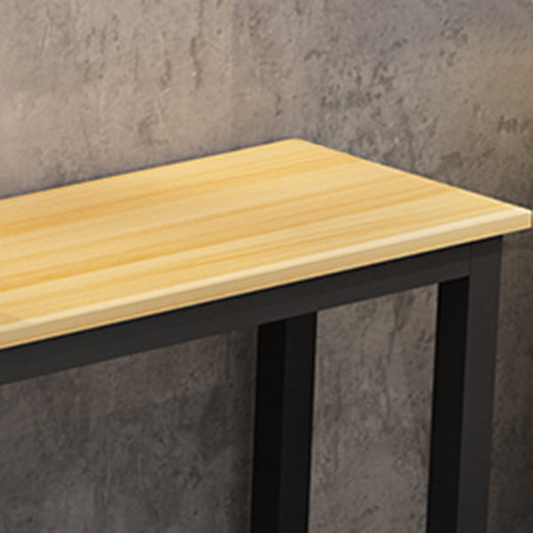 Indoor Modern Rectangle Trestle Bar Dining Table in Metal and Wood