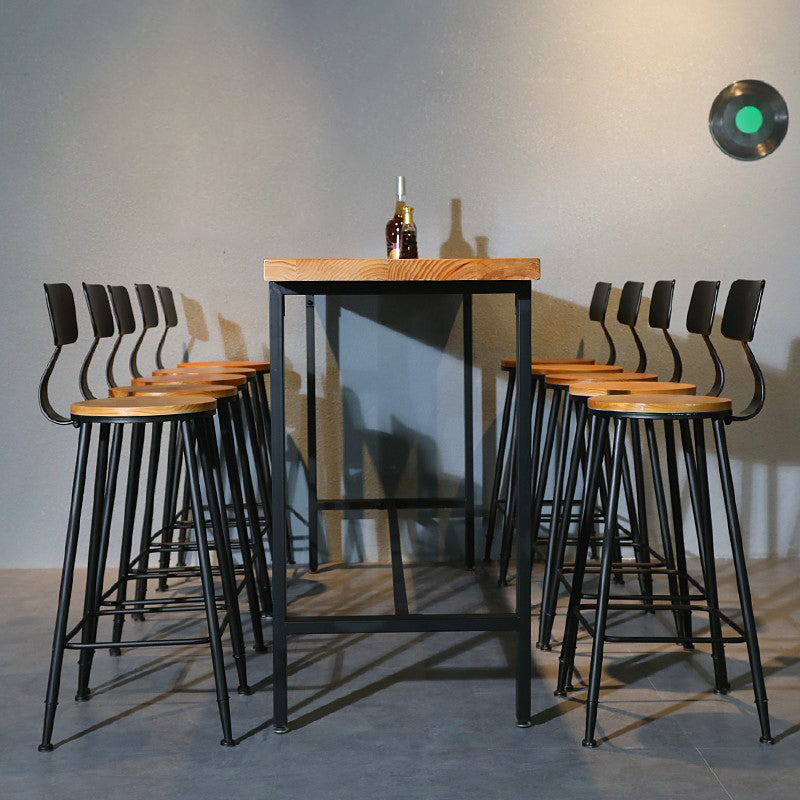 Industrial Indoor Rectangle Trestle Bar Table in Metal and Wood