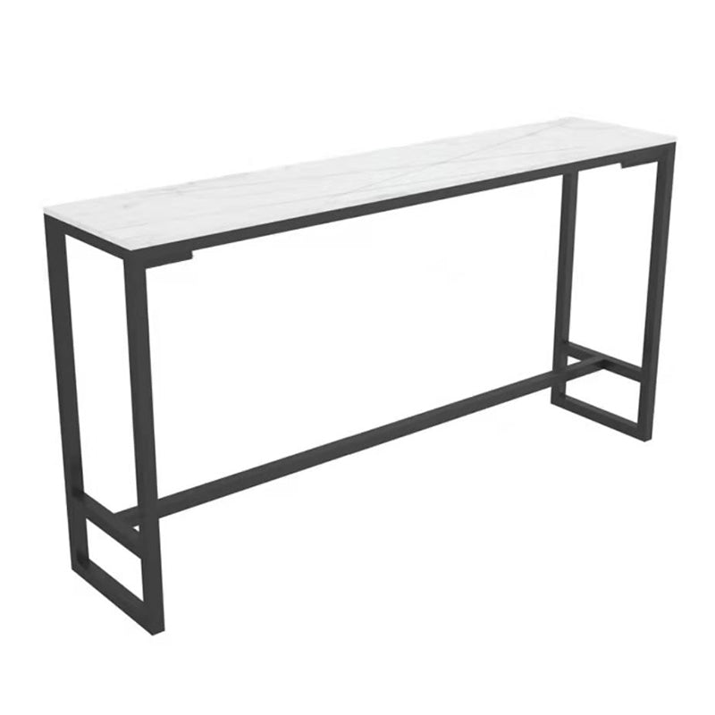 Matte Finish Stone Top Bistro Table with Black Metal Frame for Home