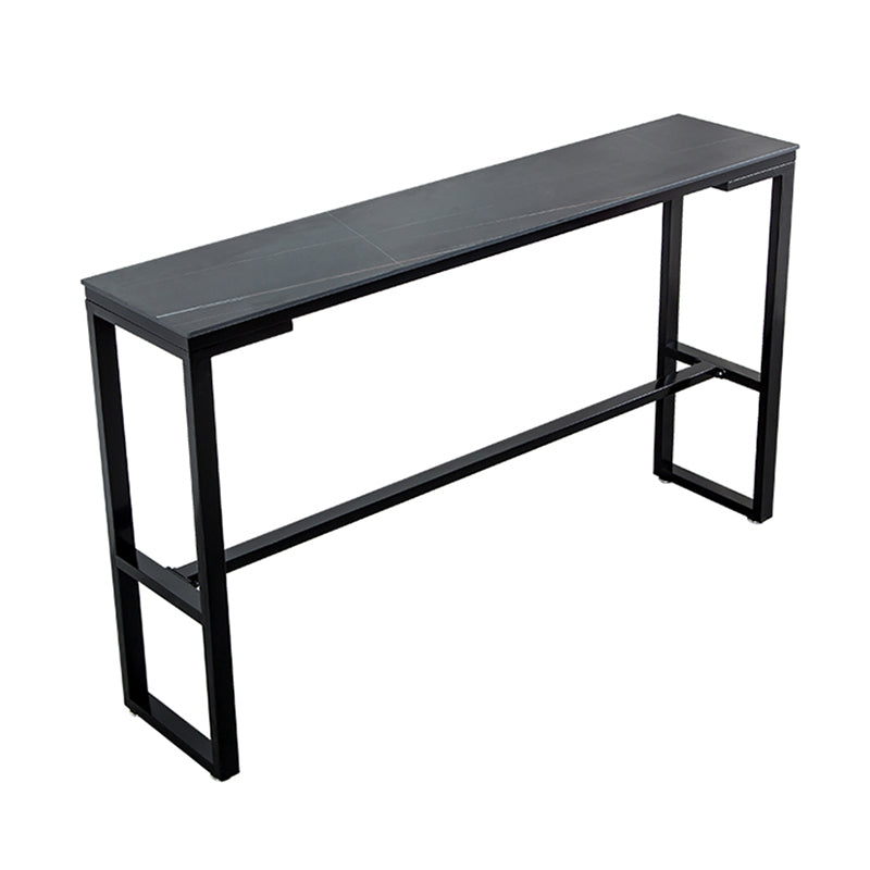 Matte Finish Stone Top Bistro Table with Black Metal Frame for Home