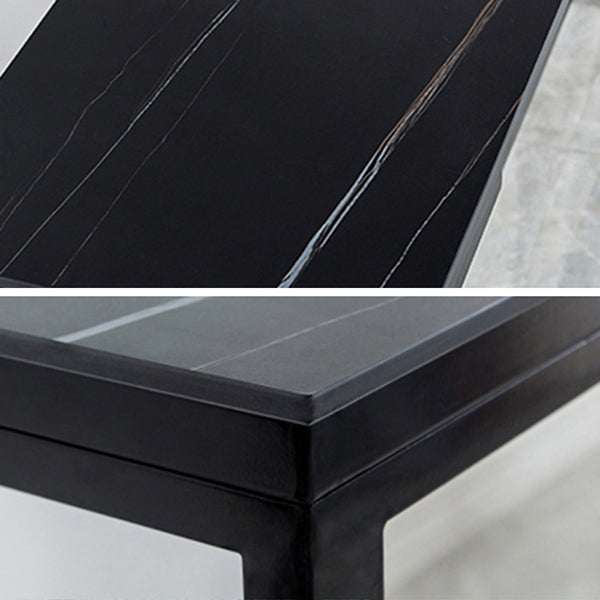 Matte Finish Stone Top Bistro Table with Black Metal Frame for Home