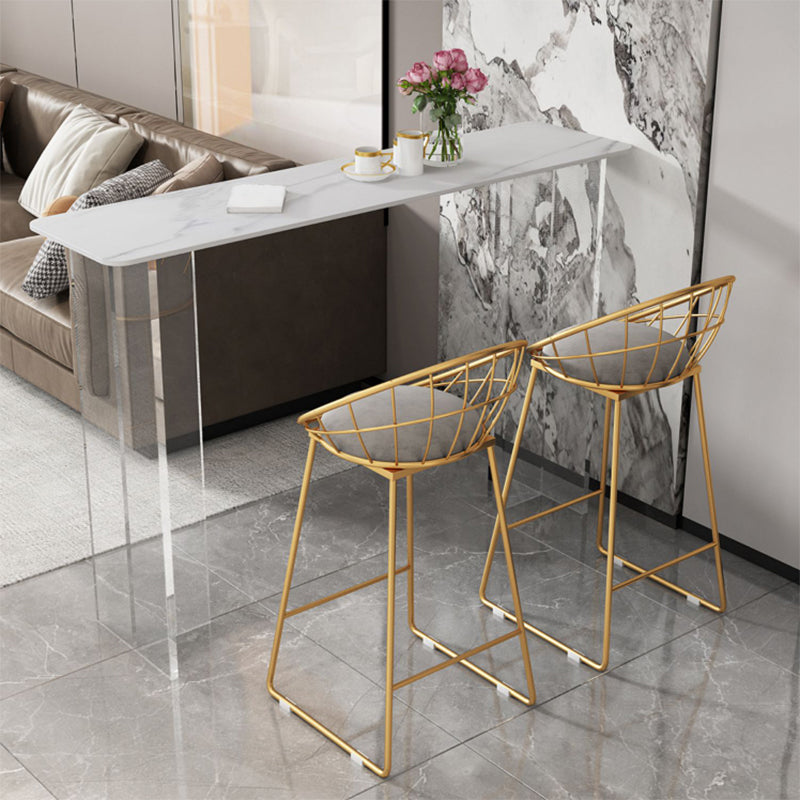 Modern White Stone Top Bistro Table with Acrylic Base for Small Places