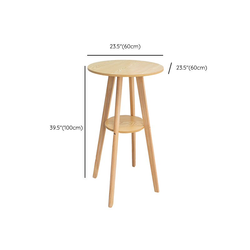 1/3 Pieces Modern Solid Wood Round Pub Table with High Stools