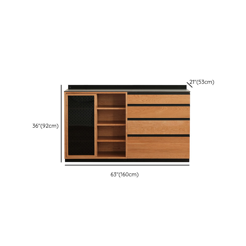 Modern & Contemporary Solid Wood Sideboard Cabinet with Cabinets and Drawers