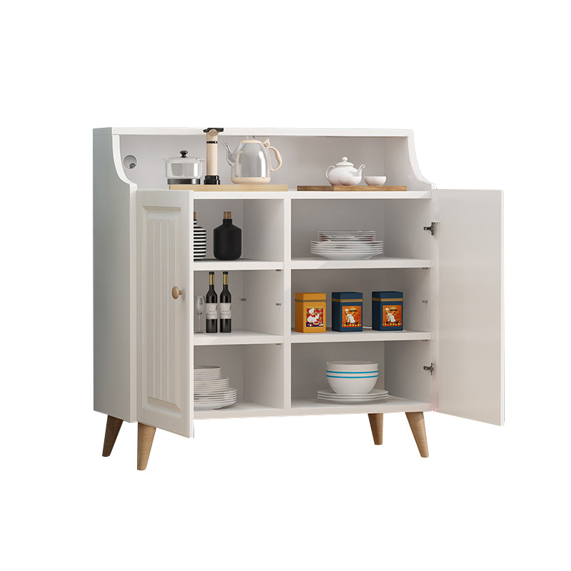Contemporary Style Wood Adjustable Shelving Buffet Sideboard with Cabinets
