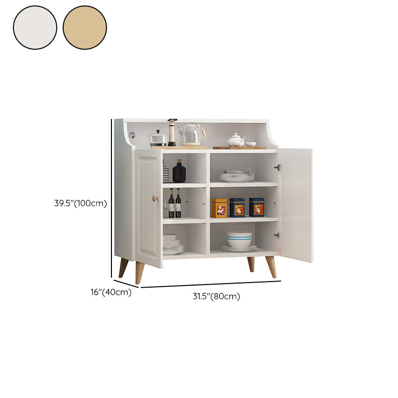 Contemporary Style Wood Adjustable Shelving Buffet Sideboard with Cabinets