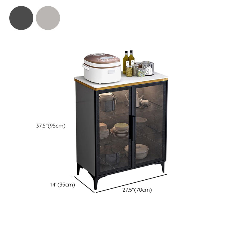 Modern Style Glass Doors Wood Sideboard Cabinet with Cabinets