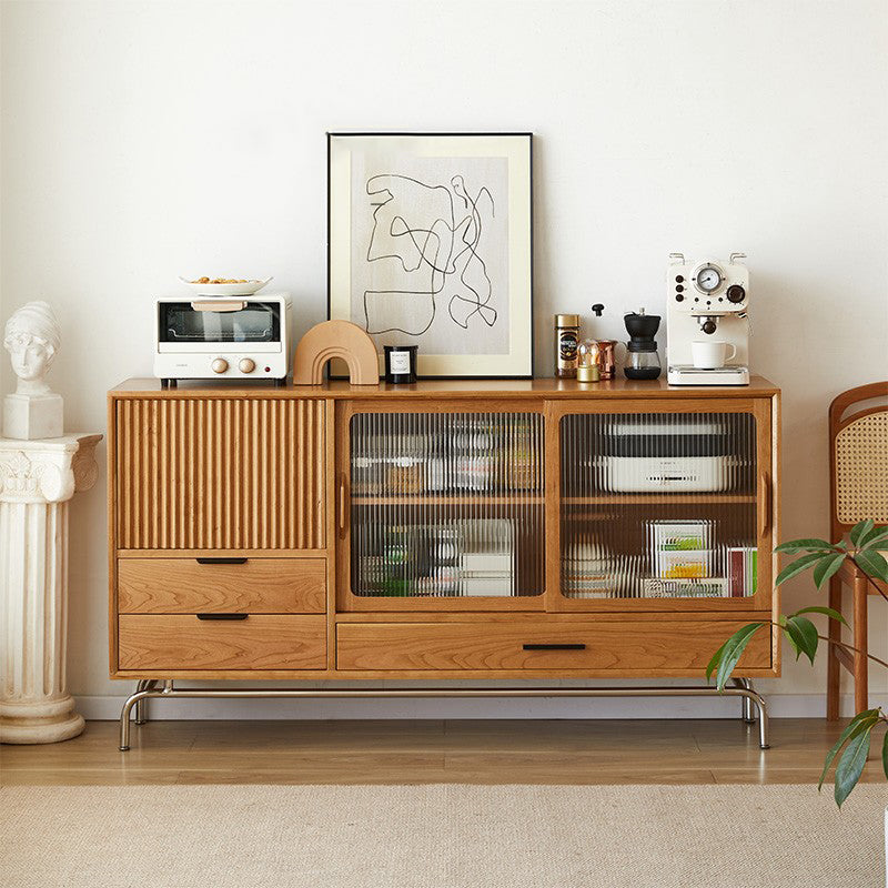 Modern Style Solid Wood Sideboard Cabinet with Cabinets and Drawers