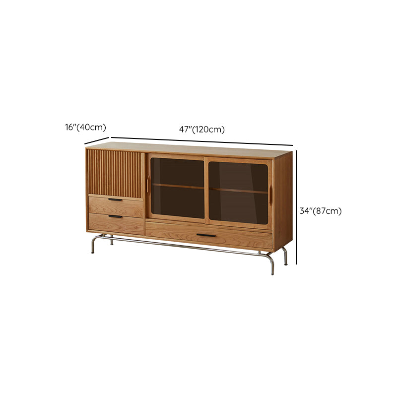 Modern Style Solid Wood Sideboard Cabinet with Cabinets and Drawers