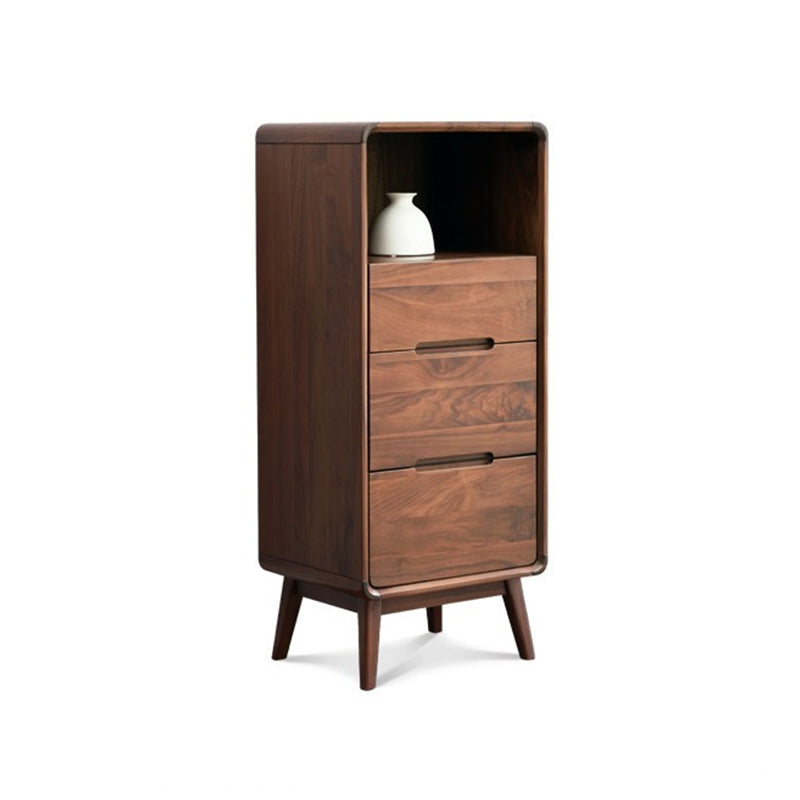 Modern Living Room Curio Cabinet Solid Wood with Open Storage
