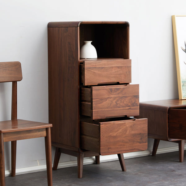 Modern Living Room Curio Cabinet Solid Wood with Open Storage