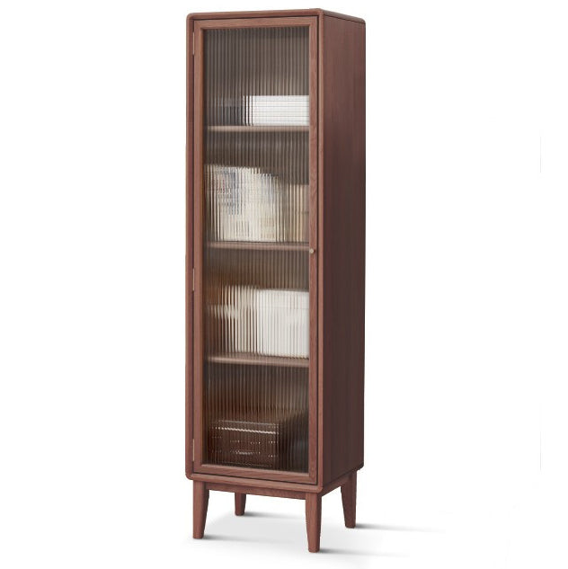 Modern Living Room Curio Cabinet Solid Wood with Glass Doors