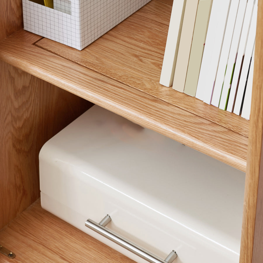 Modern Living Room Curio Cabinet Solid Wood with Glass Doors