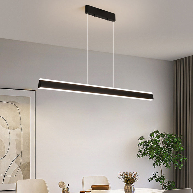 Minimalism Linear LED Hanging Pendant Lights in Black for Dining Room