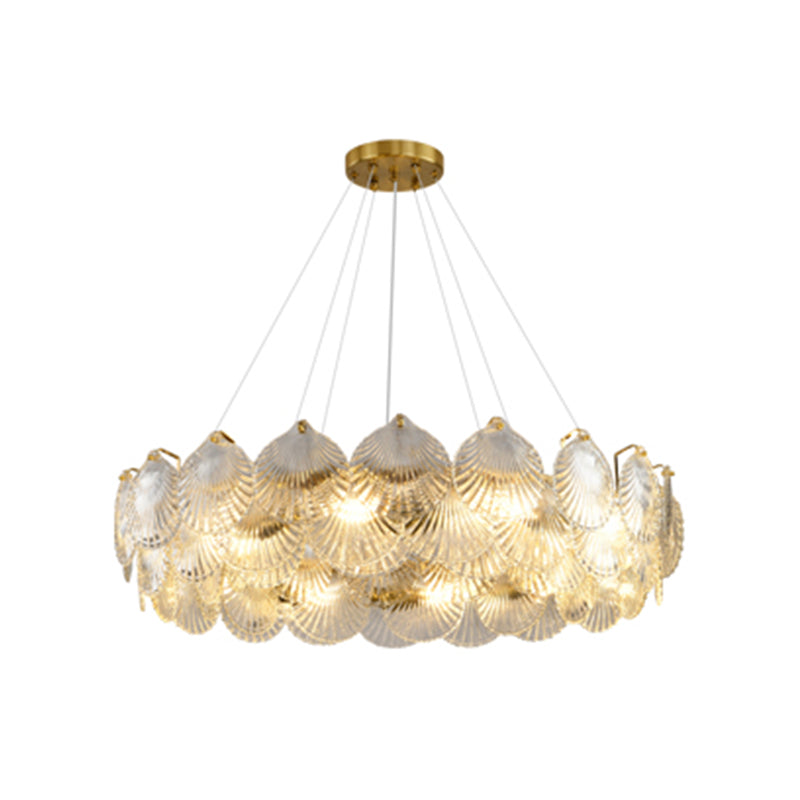 Contemporary Metal Geometric Shape Pendant Light with Glass Shade for Living Room