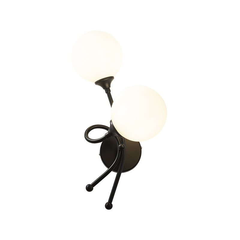 Spherical Wall Mount Lamp Modern Style 2 Lights with Glass Shade for Bedroom