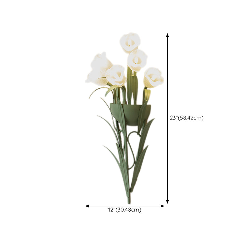 Modern Style Wall Mount Lamp Flower Shape with Glass Shade for Bedroom