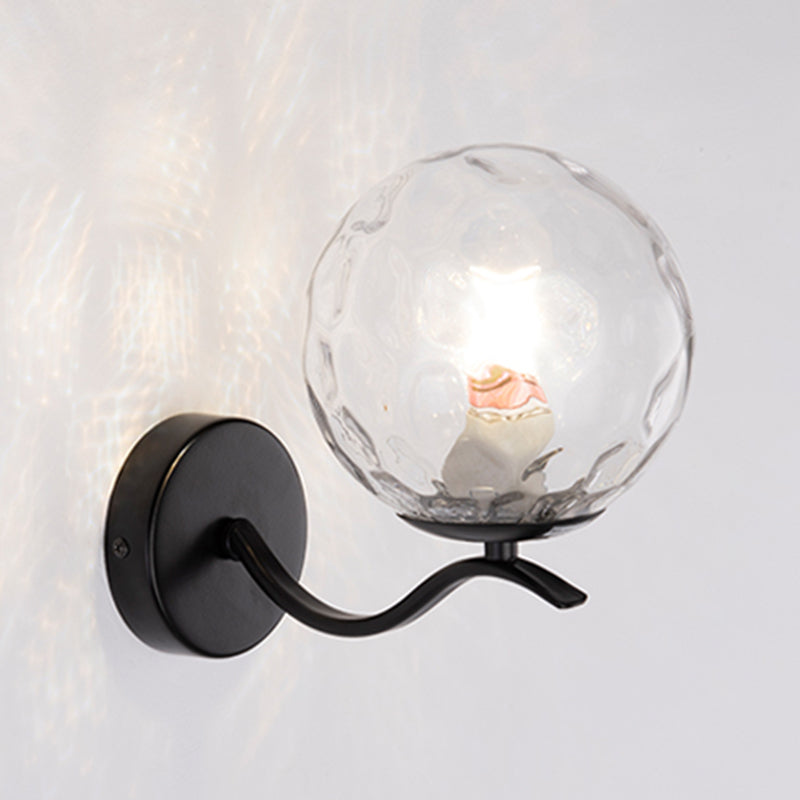 Modern Style Wall Lamp 1-Light Spherical with Glass Shade for Bedroom