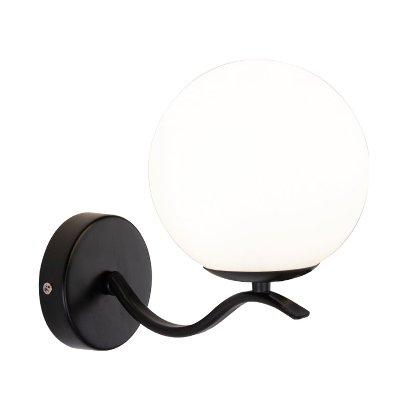 Modern Style Wall Lamp 1-Light Spherical with Glass Shade for Bedroom