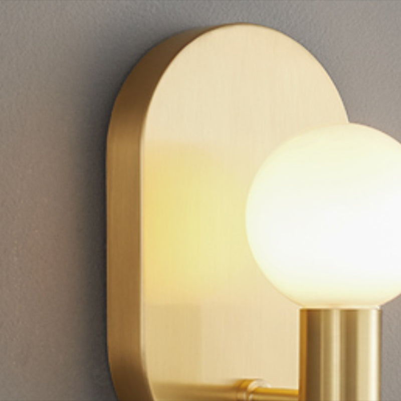 Modern Copper Wall Mount Lamp 1-Light Spherical with Glass Shade for Bedroom