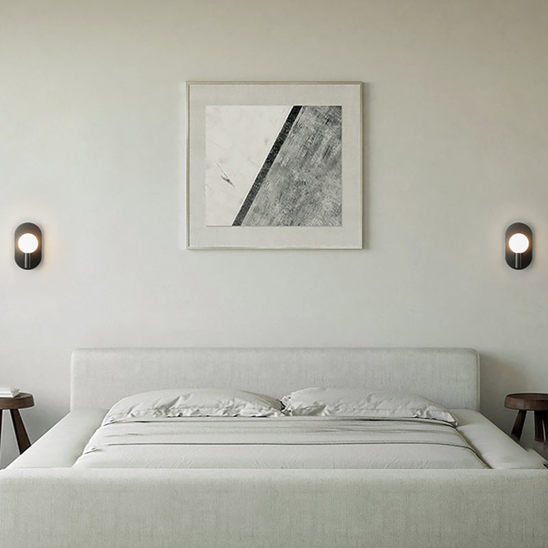 Modern Copper Wall Mount Lamp 1-Light Spherical with Glass Shade for Bedroom
