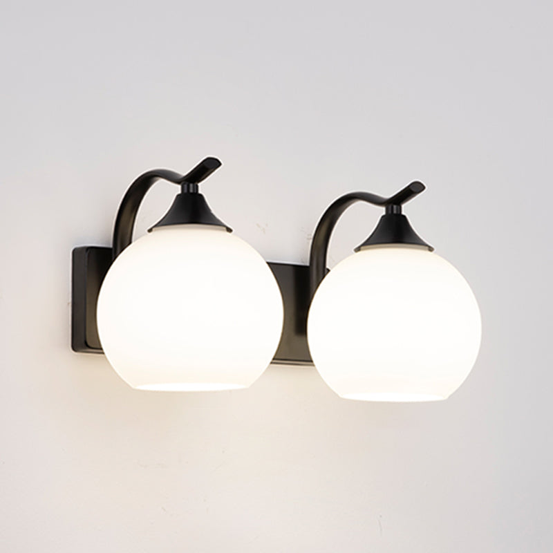 Modern Style Wall Mount Lamp Metal Spherical with Glass Shade for Bedroom