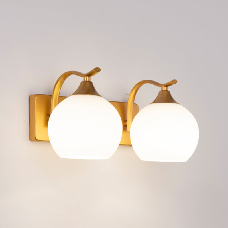 Modern Style Wall Mount Lamp Metal Spherical with Glass Shade for Bedroom