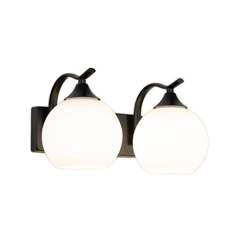 Modern Style Wall Mount Lamp Metal Spherical with Glass Shade for Bedroom