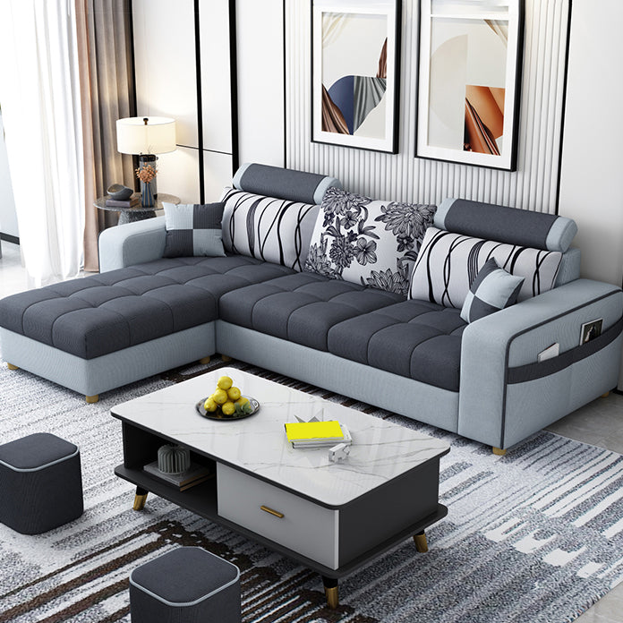 82.67"Long Square Arms Sofa for Living Room Contemporary with Sewn Pillow Back