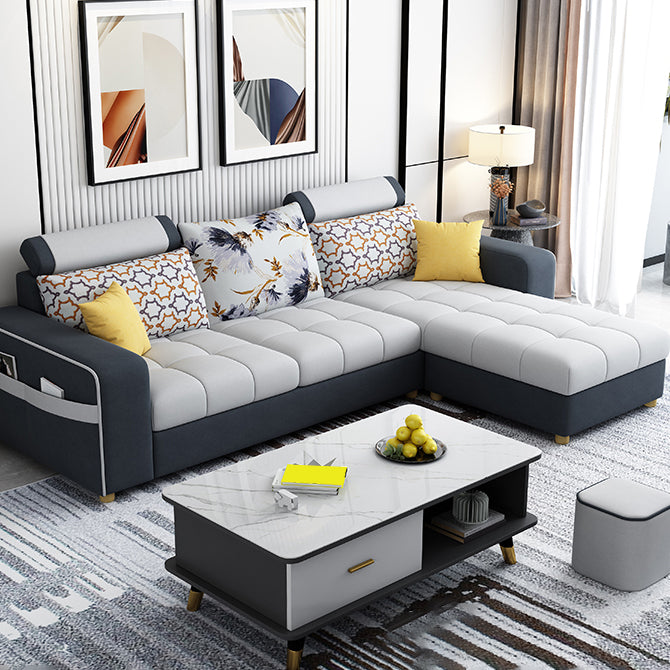 82.67"Long Square Arms Sofa for Living Room Contemporary with Sewn Pillow Back