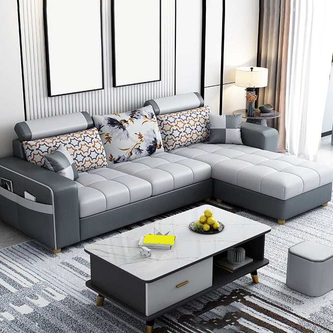 82.67"Long Square Arms Sofa for Living Room Contemporary with Sewn Pillow Back