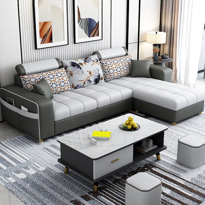 82.67"Long Square Arms Sofa for Living Room Contemporary with Sewn Pillow Back