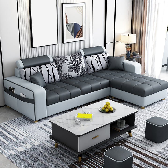 82.67"Long Square Arms Sofa for Living Room Contemporary with Sewn Pillow Back