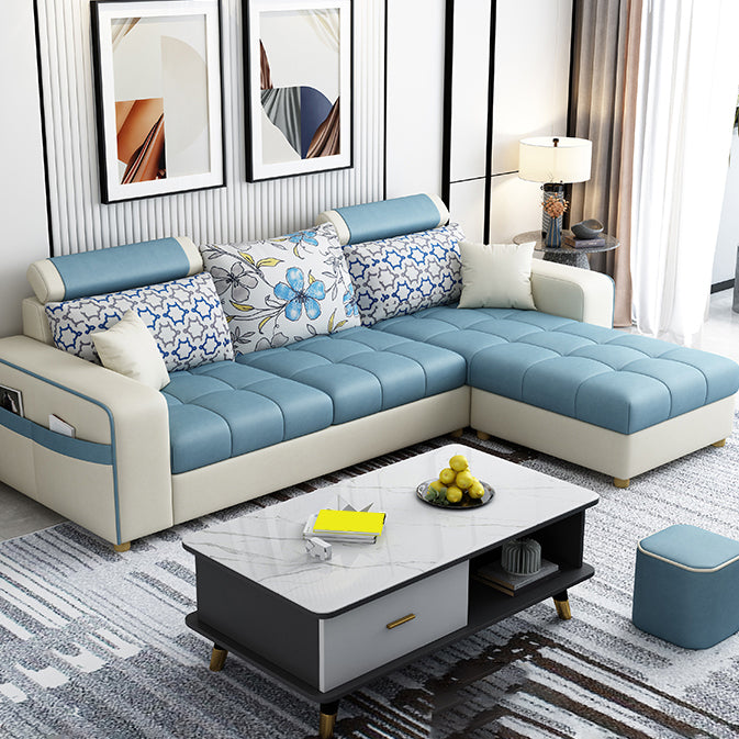 82.67"Long Square Arms Sofa for Living Room Contemporary with Sewn Pillow Back