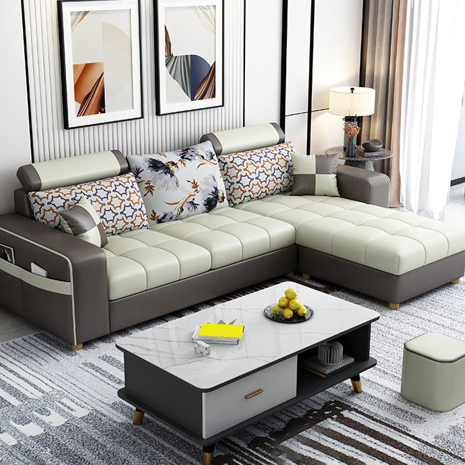 82.67"Long Square Arms Sofa for Living Room Contemporary with Sewn Pillow Back