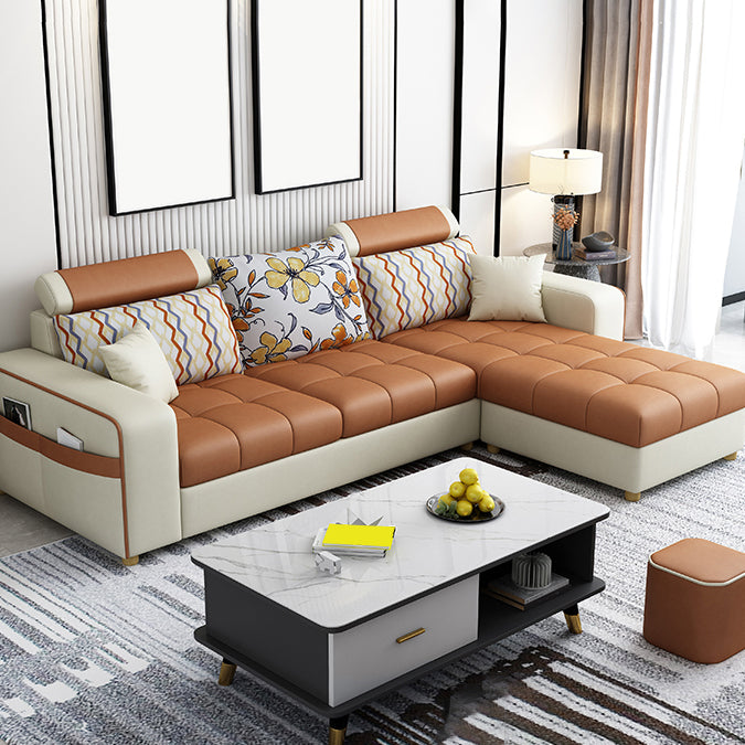 82.67"Long Square Arms Sofa for Living Room Contemporary with Sewn Pillow Back