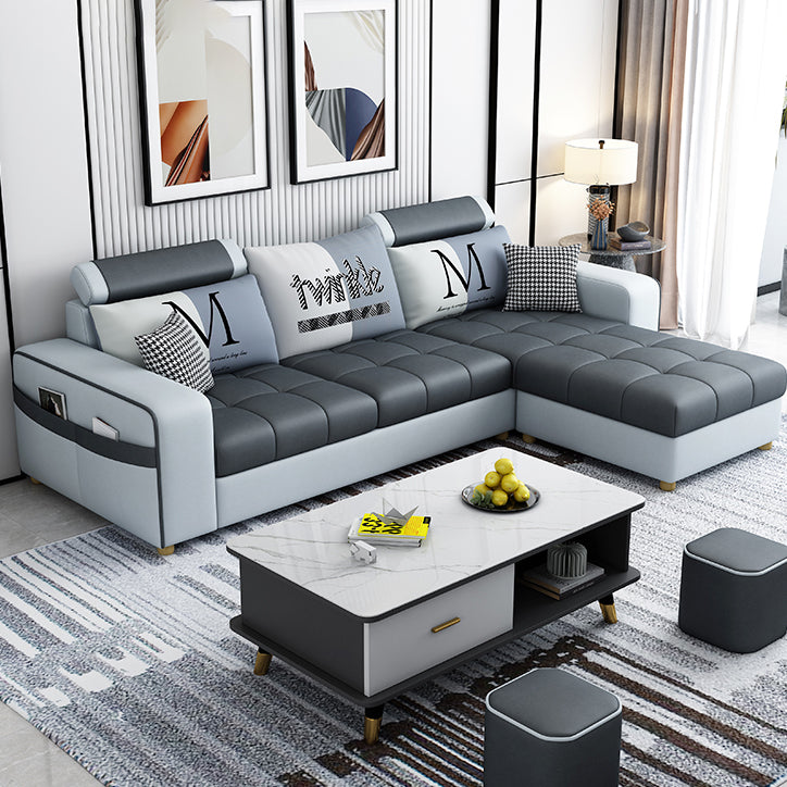 82.67"Long Square Arms Sofa for Living Room Contemporary with Sewn Pillow Back