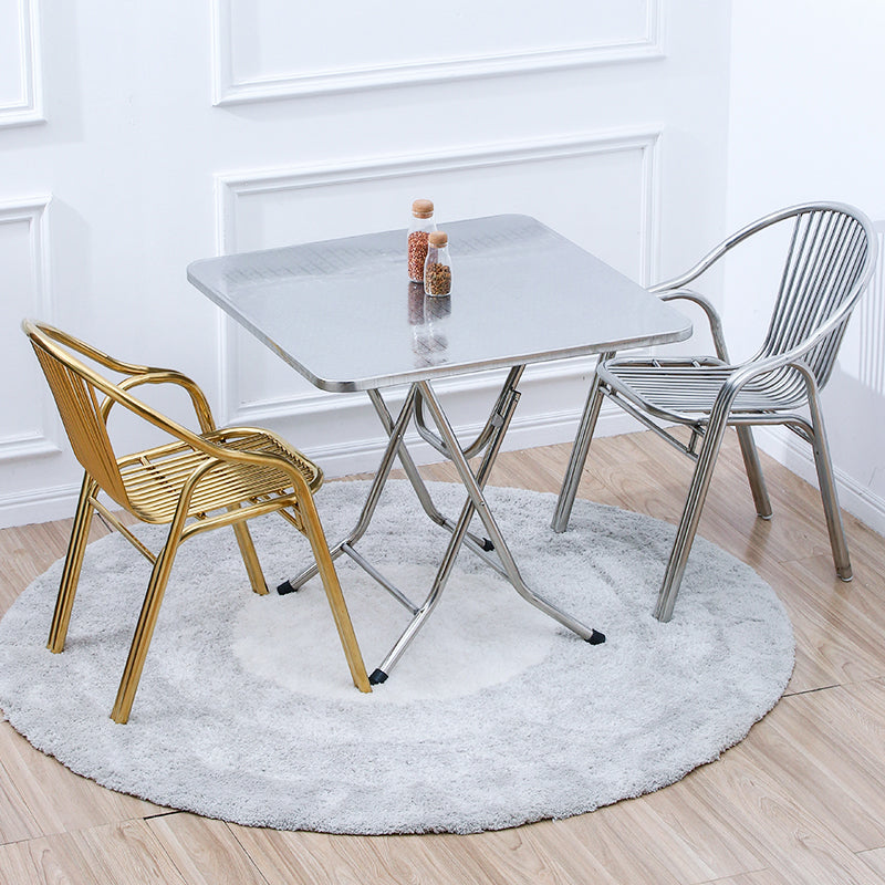 Contemporary Dining Room Metal Slat Back Dining Chair with Arm