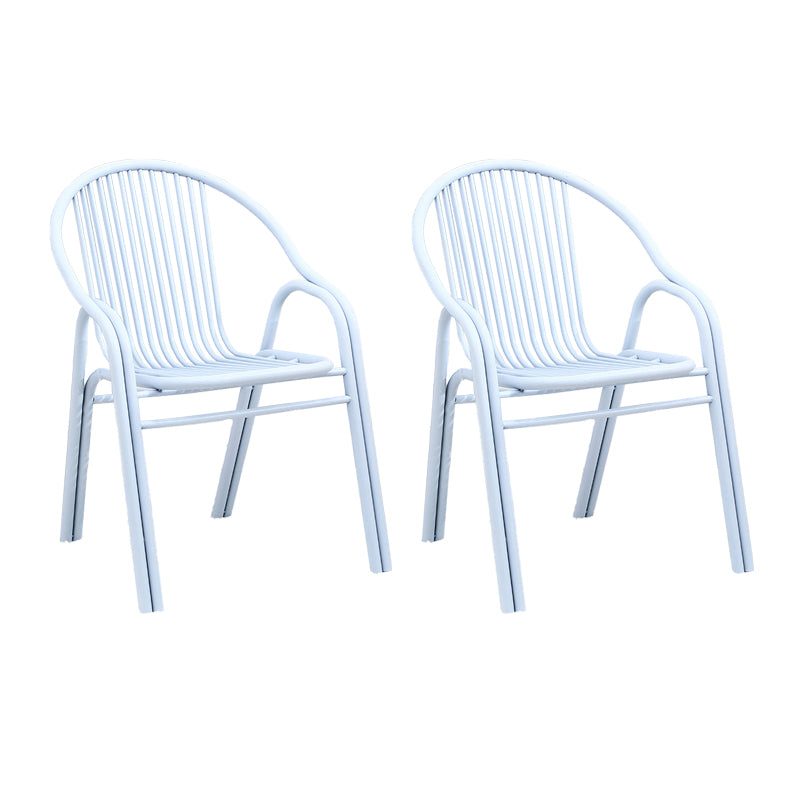 Contemporary Dining Room Metal Slat Back Dining Chair with Arm
