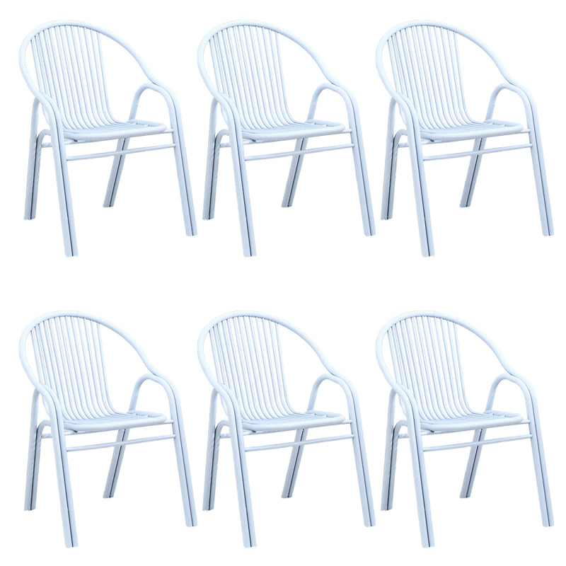 Contemporary Dining Room Metal Slat Back Dining Chair with Arm