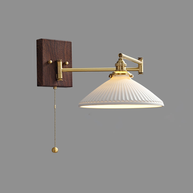 Modern Simple Wall Light Geometry Shape Wall Lamp with Ceramics Shade for Bedroom