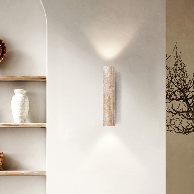 Nordic Style Wall Light Cylinder Shape Wall Lamp with Stone Shade for Bedroom